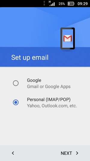 Select Personal (IMAP/POP) and select NEXT