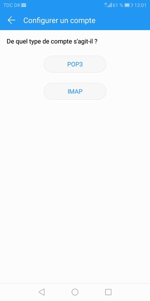 Sélectionnez POP3 ou IMAP