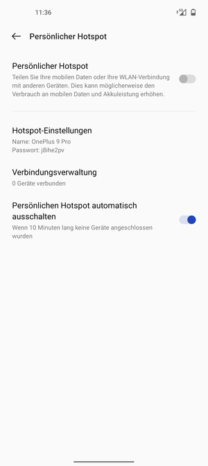 Wählen Sie Hotspot-Einstellungen