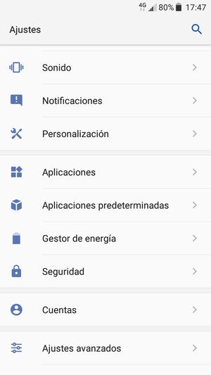 Desplácese y seleccione Seguridad