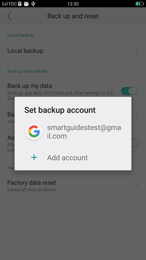 Select your backup account