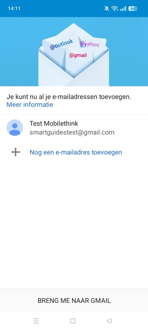 Selecteer BRENG ME NAAR GMAIL