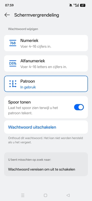 Uw telefoon is nu beveiligd met een schermvergrendeling