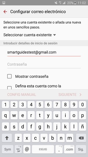 Introduzca su dirección Gmail y seleccione Sig.