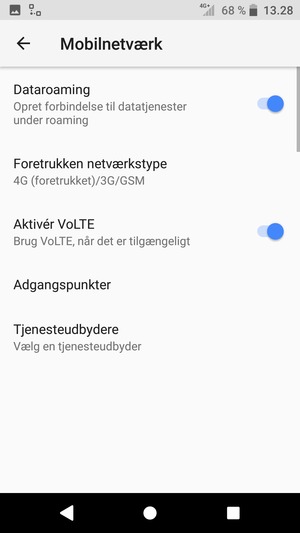 Slå Dataroaming til eller fra