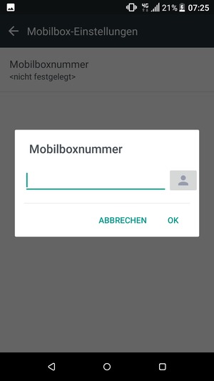 Geben Sie die Mobilboxnummer ein und wählen Sie OK