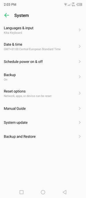 Scroll to and select System update