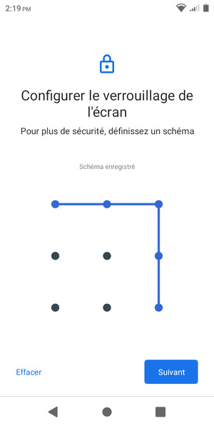Dessinez un motif de déverrouillage et sélectionnez Suivant