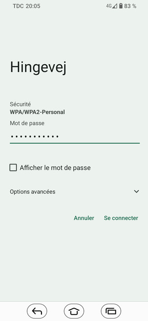 Saisissez le mot de passe du Wi-Fi et sélectionnez Se connecter
