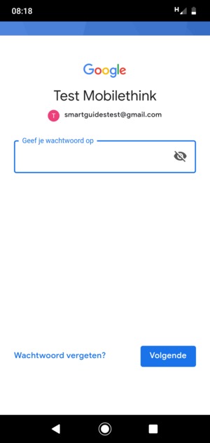 Voer uw wachtwoord in en selecteer Volgende