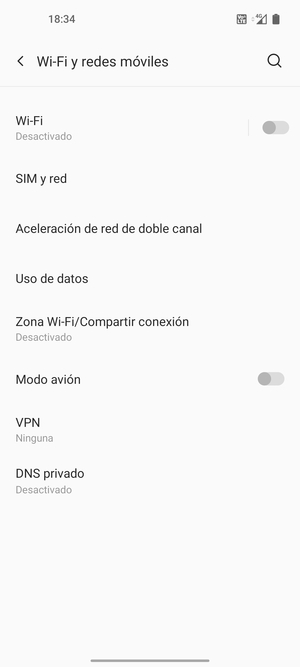 Seleccione SIM y red
