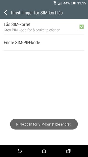 Din PIN-kode for SIM-kort er endret