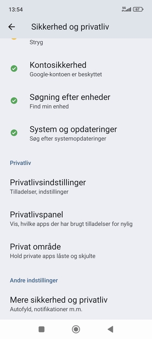 Scroll til og vælg System og opdateringer