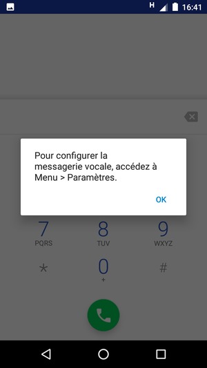 Si votre messagerie vocale n'est pas configurée, sélectionnez OK