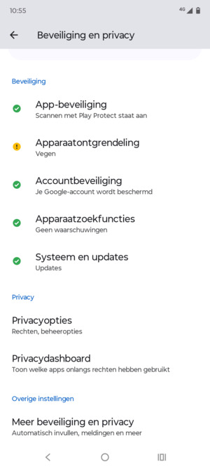 Scroll naar en selecteer Meer beveiliging en privacy
