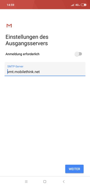 Schalten Sie Anmeldung erforderlich aus und wählen Sie WEITER
