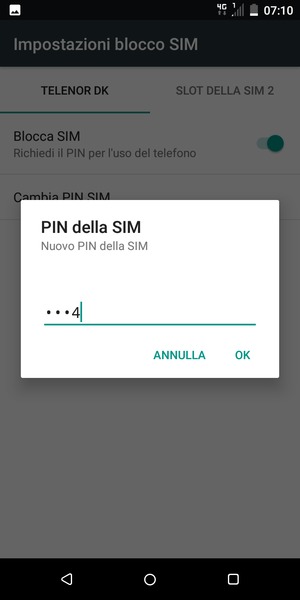 Inserisci Nuovo PIN della SIM e seleziona OK
