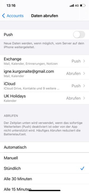 Setzen Sie Push auf Aus