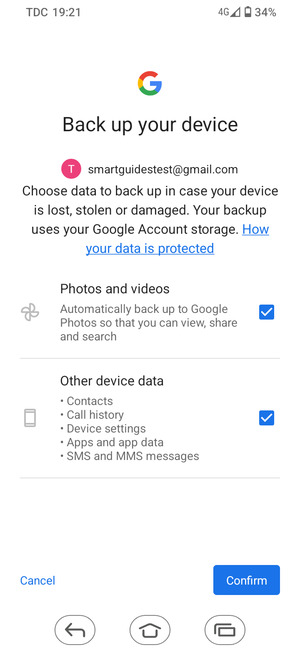 Select your preferred options and select Confirm