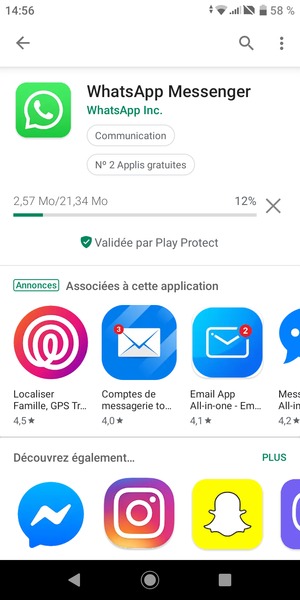 Veuillez attendre la fin de la procédure d'installation