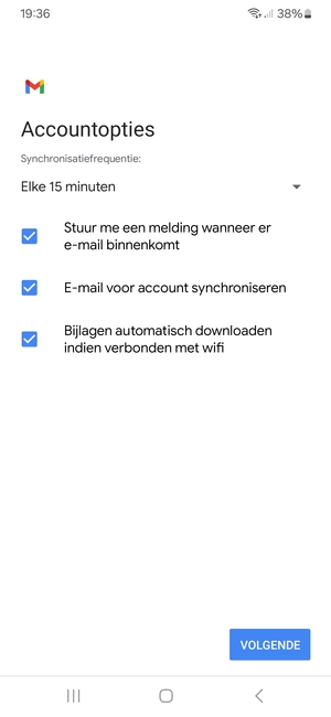 Selecteer VOLGENDE