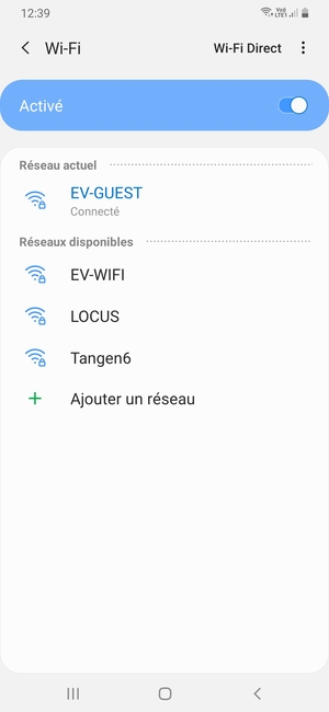 Vous êtes maintenant connecté au réseau Wi-Fi