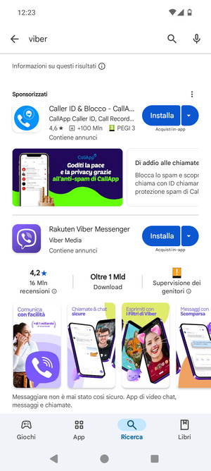 Seleziona l'applicazione