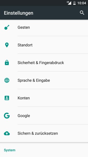 Scrollen Sie und wählen Sie Sicherheit & Fingerabdruck