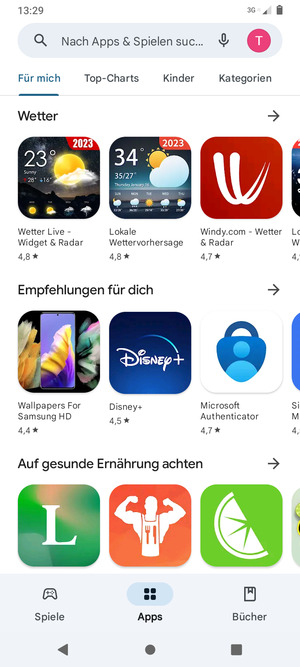 Wählen Sie die Suchleiste