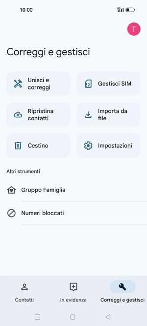 Seleziona Gestisci SIM