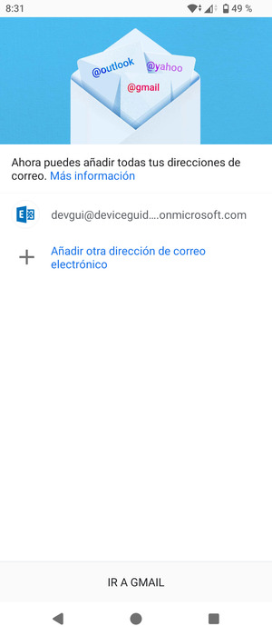 Seleccione IR A GMAIL