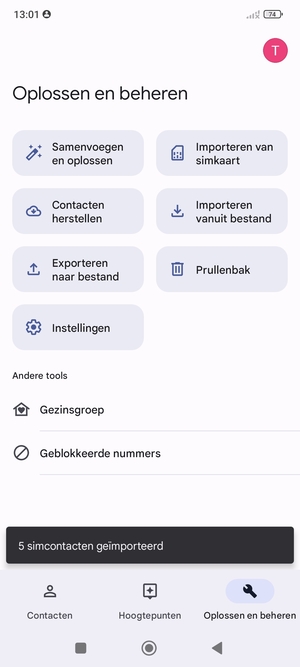 Uw contactpersonen worden opgeslagen naar uw Google-account en naar uw telefoon de volgende keer dat Google gesynchroniseerd wordt.