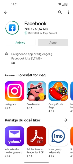 Vent til installasjonen er ferdig