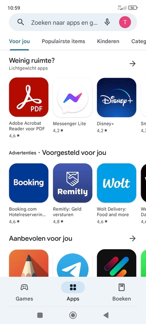 Selecteer de zoekbalk