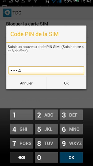Saisissez votre Nouveau code PIN de la SIM et sélectionnez OK