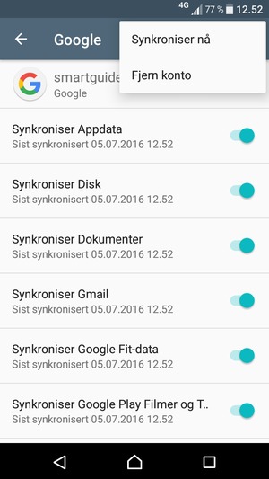 Velg Synkroniser nå
