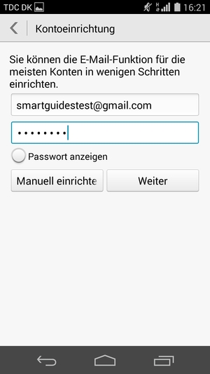 Geben Sie Ihre Gmail oder Hotmail Adresse und Ihr Passwort ein. Wählen Sie Weiter