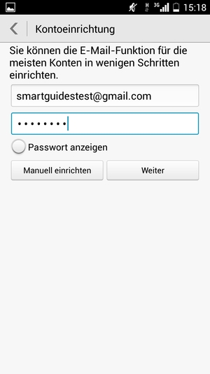 Geben Sie Ihre Gmail oder Hotmail Adresse und Ihr Passwort ein. Wählen Sie Weiter