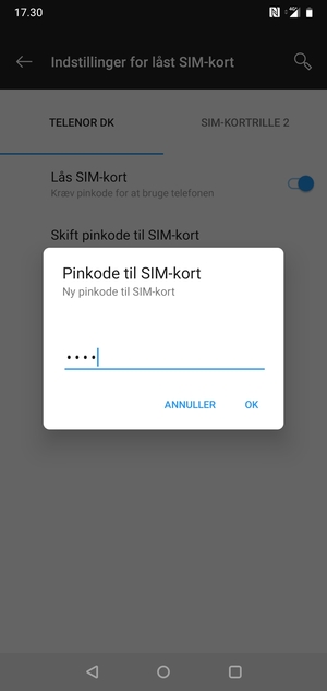Indtast din Nye pinkode til SIM-kort og vælg OK