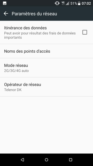Sélectionnez Mode réseau