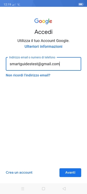 Inserisci il tuo indirizzo Gmail e seleziona Avanti
