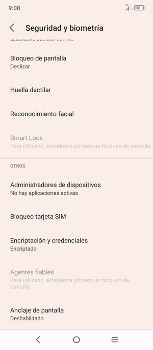 Desplácese y seleccione Bloqueo tarjeta SIM