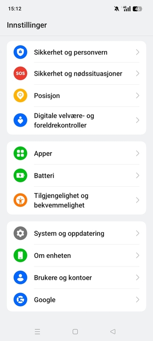 Bla til og velg Sikkerhet og personvern