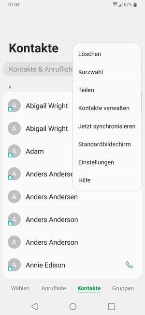 Wählen Sie Kontakte verwalten