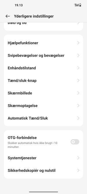 Scroll til og vælg Sikkerhedskopiér og nulstil