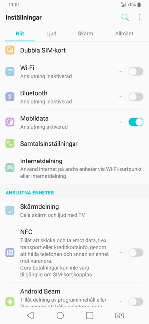 Välj Nät och Wi-Fi
