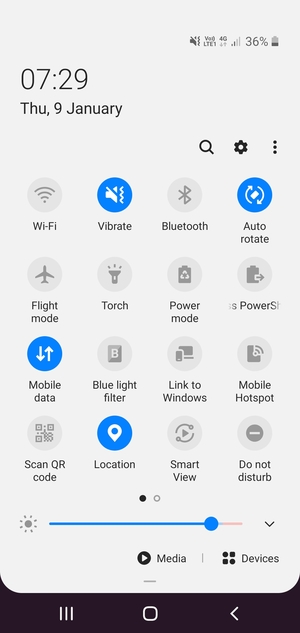Select Vibrate to change to silent mode