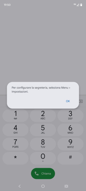 Se la segreteria telefonica non è configurata, seleziona OK