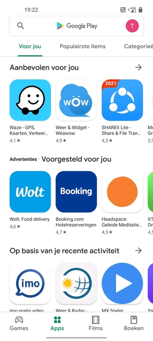 Selecteer de zoekbalk