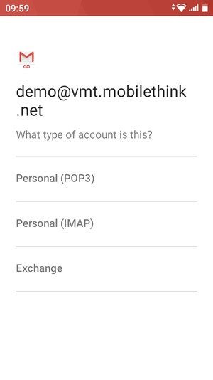 Select Personal (POP3) or Personal (IMAP)